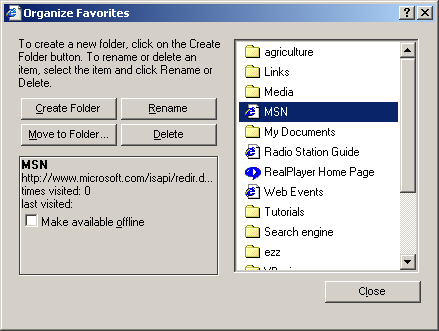 Organize Favourites